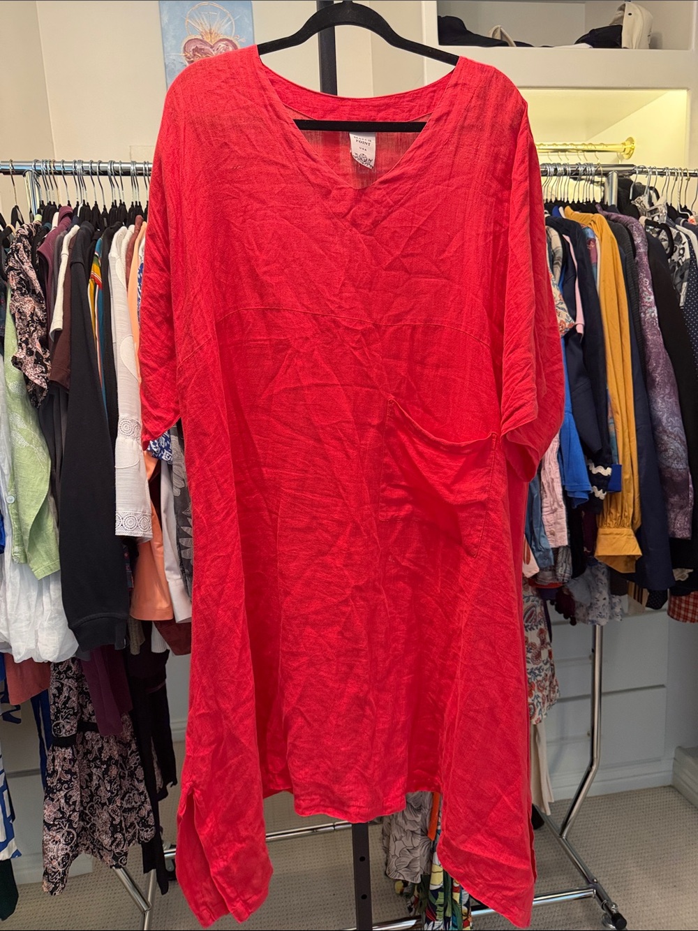 Match point 100% linen red dress size large